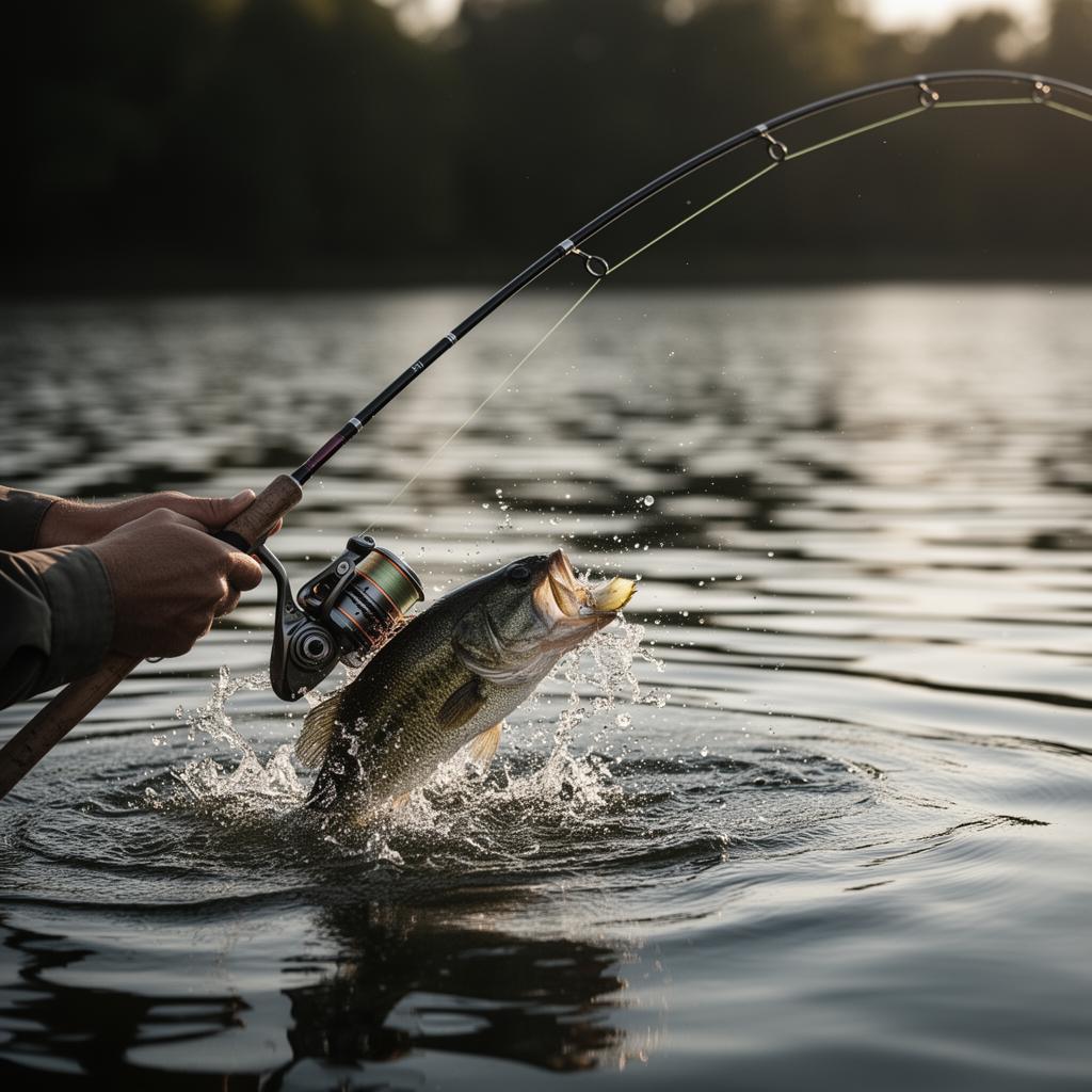 Bass strike at the surface